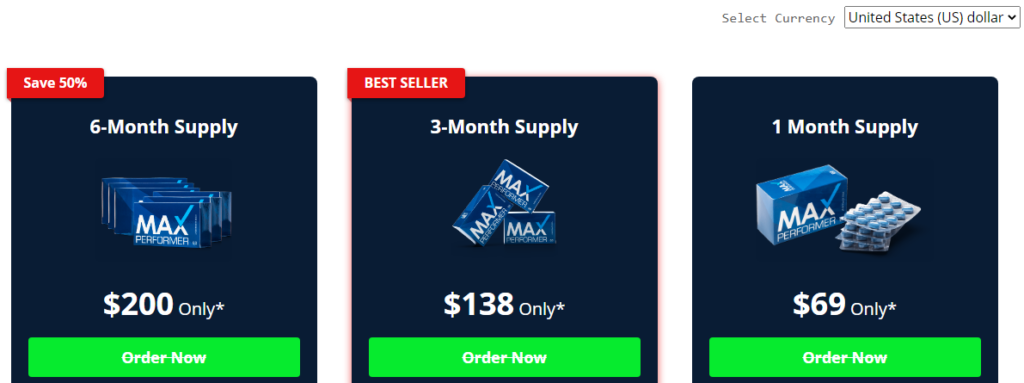 max performer special deals